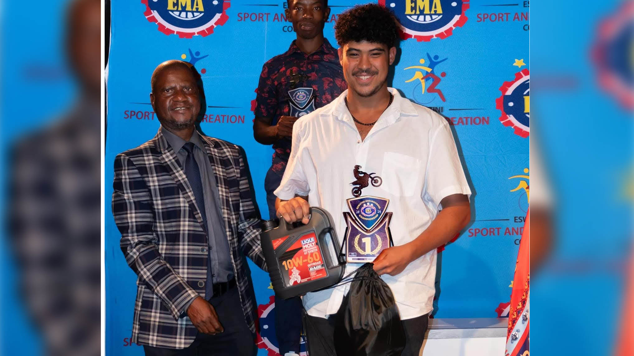 Minister Mandla Tshawuka with Mathew Van Zuydam who continues to establish himself as one of Eswatini’s leading off-road competitors. (Pics: Mathew Van Zuydam)